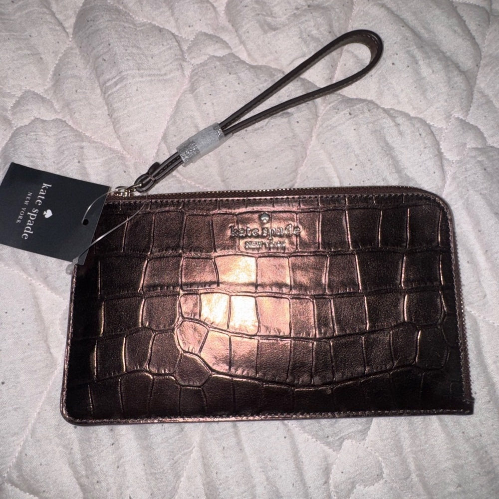 Kate Spade Metallic Cocoa Wristlet